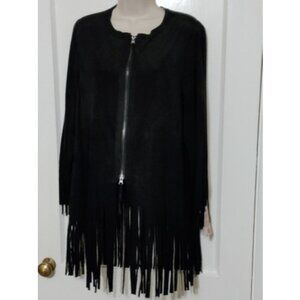 Democracy Faux Suede Fringe Jacket Medium Full Zip